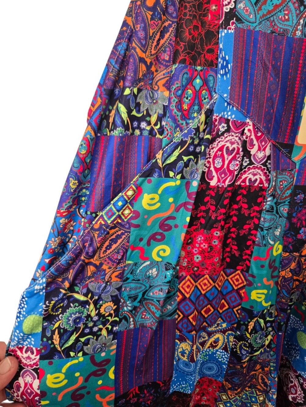 EKOUAER Patchwork Boho Overall Dress Multicolor Pinafore NWT Size M - Picture 4 of 9